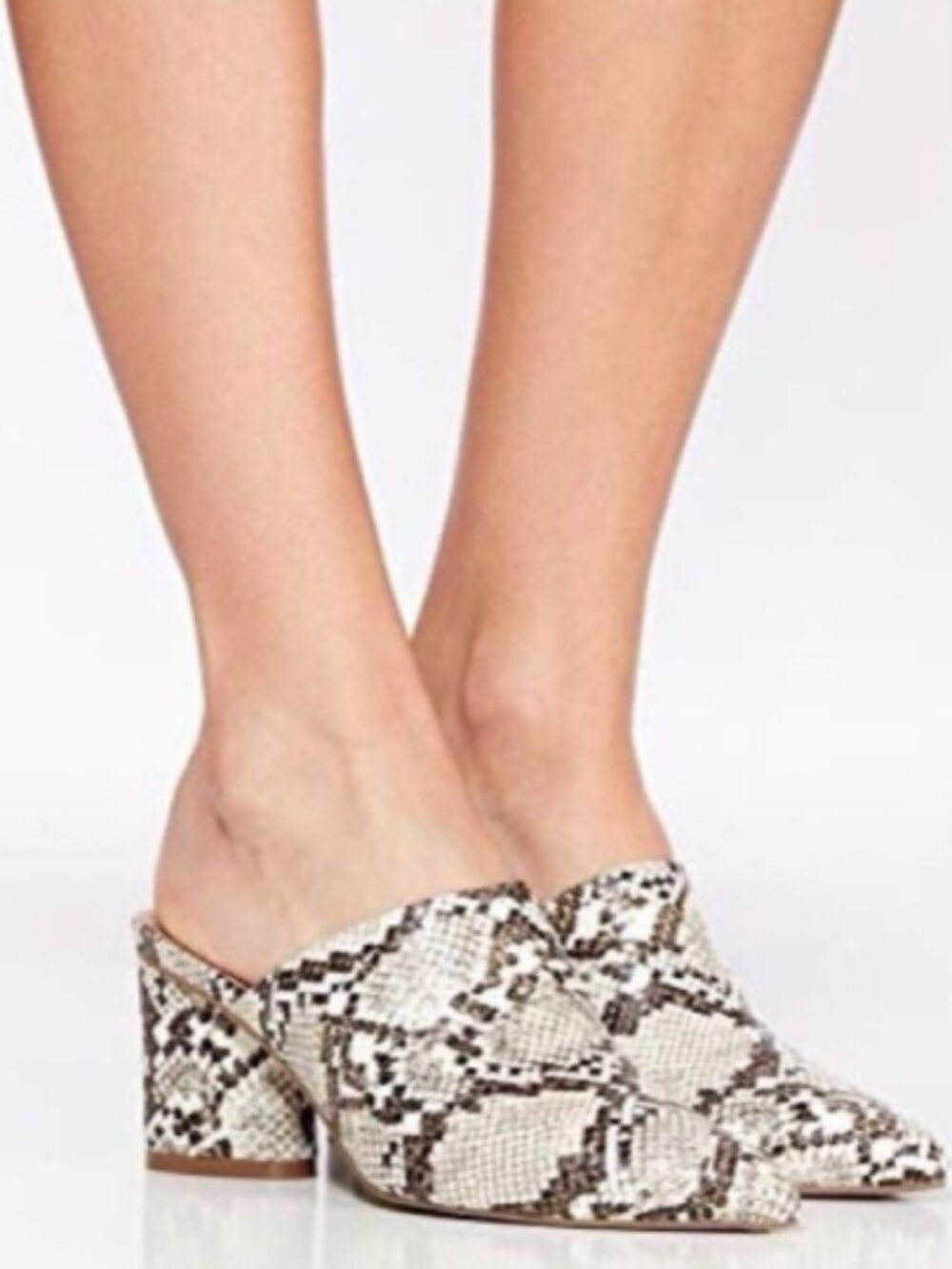 Rohb Willow Snakeskin Mules Wedge Heel